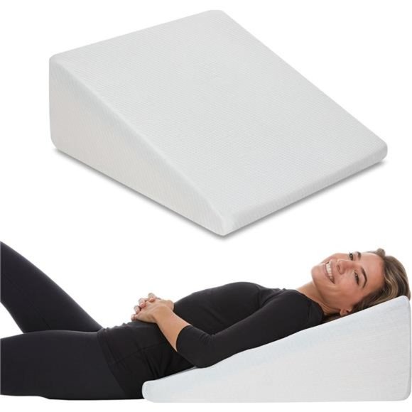 Bed Wedge Pillow - 10 Inch Wedge Pillow For Sleeping with Memory Foam Top